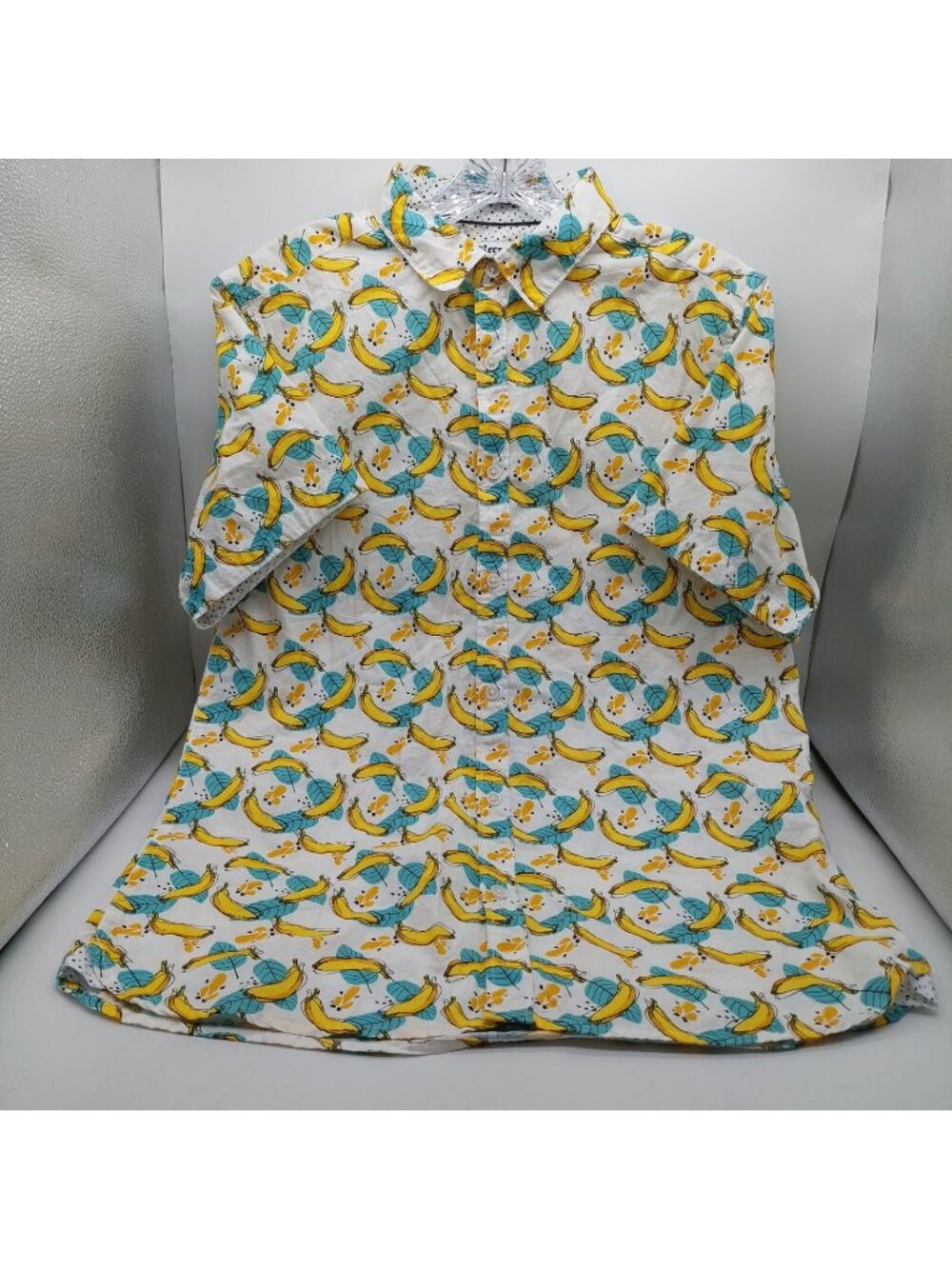 Recess Brand Men's Bananas Short Sleeve Button up Slim Fit Shirt Size Medium
